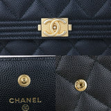 Chanel X25040711 Leboy Caviar Skin Black Long Wallet Made In 2018 (Very Good Condition)