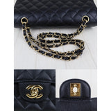 Chanel S25032101 Caviar Skin Matrasse Double Flap 25 Shoulder Bag Black Made In 2010-2011  (Very Good Condition)