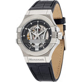 MASERATI POTENZA R8821108052 SILVER DIAL BLACK LEATHER POWER WATCH
