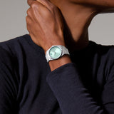 Movado Bold Quest 40mm Seafoam Blue Sunray Dial Stainless Steel Watch 3601243