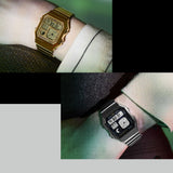 CASIO VINTAGE A130WE-P SERIES DIGITAL STEEL BRACELET STRAP WATCH