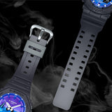 CASIO G-SHOCK GLOWY BLUE DIAL GRAY-ON-BLACK STRAP WATCH GA-2100FL-1ADR