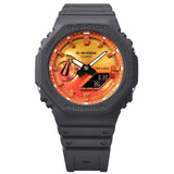 CASIO G-SHOCK GLOWY ORANGE DIAL GRAY-ON-BLACK STRAP WATCH GA-2100FL-8ADR