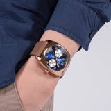 GUESS GW0792G4 BLUE DIAL MULTI-FUNCTION BROWN COFFEE WATCH