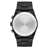 Movado Bold Quest 42mm Rose Gold Sunray Dial Chronograph Black Steel Watch 3601245