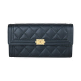 Chanel X25040711 Leboy Caviar Skin Black Long Wallet Made In 2018 (Very Good Condition)