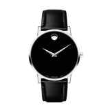 MOVADO MUSEUM CLASSIC 607886 BLACK LEATHER WATCH