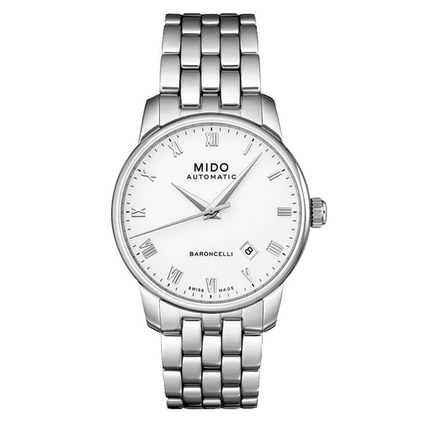 Mido Baroncelli White Dial Grey Stainless Steel Strap Men Watch M86004261