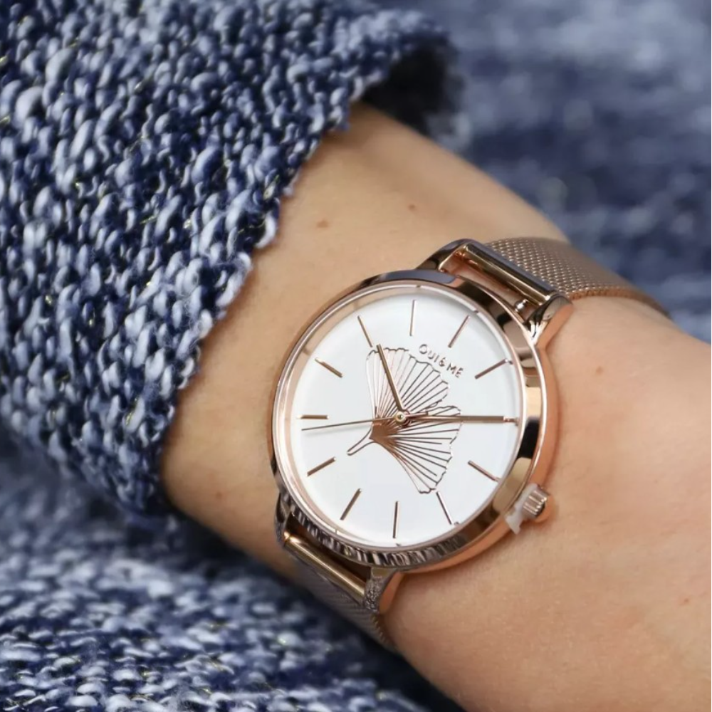 Oui & Me White Dial Rose Gold Milanese Strap Women Watch ME010042