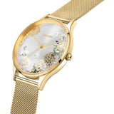 Oui & Me Floral Dial Gold Milanese Strap Women Watch ME010230