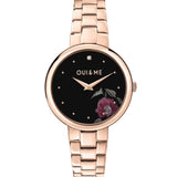 Oui & Me Black Dial Rose Gold Stainless Steel Strap Women Watch ME010322