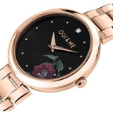 Oui & Me Black Dial Rose Gold Stainless Steel Strap Women Watch ME010322