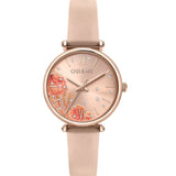 Oui & Me Pink Floral Dial Leather Strap Women Watch ME010336
