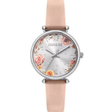 Oui & Me Silver Floral Dial Pink Leather Strap Women Watch ME010338