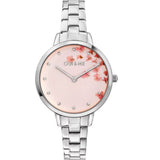 Oui & Me Pink Floral Dial Silver Stainless Steel Strap Women Watch ME010371