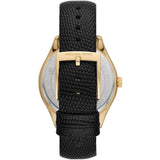 Michael Kors Gold Crystal Dial Black Leather Strap Women Watch MK2988
