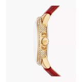 Michael Kors Camille Red Dial Leather Strap Women Watch MK4750