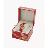 Michael Kors Camille Red Dial Leather Strap Women Watch MK4750