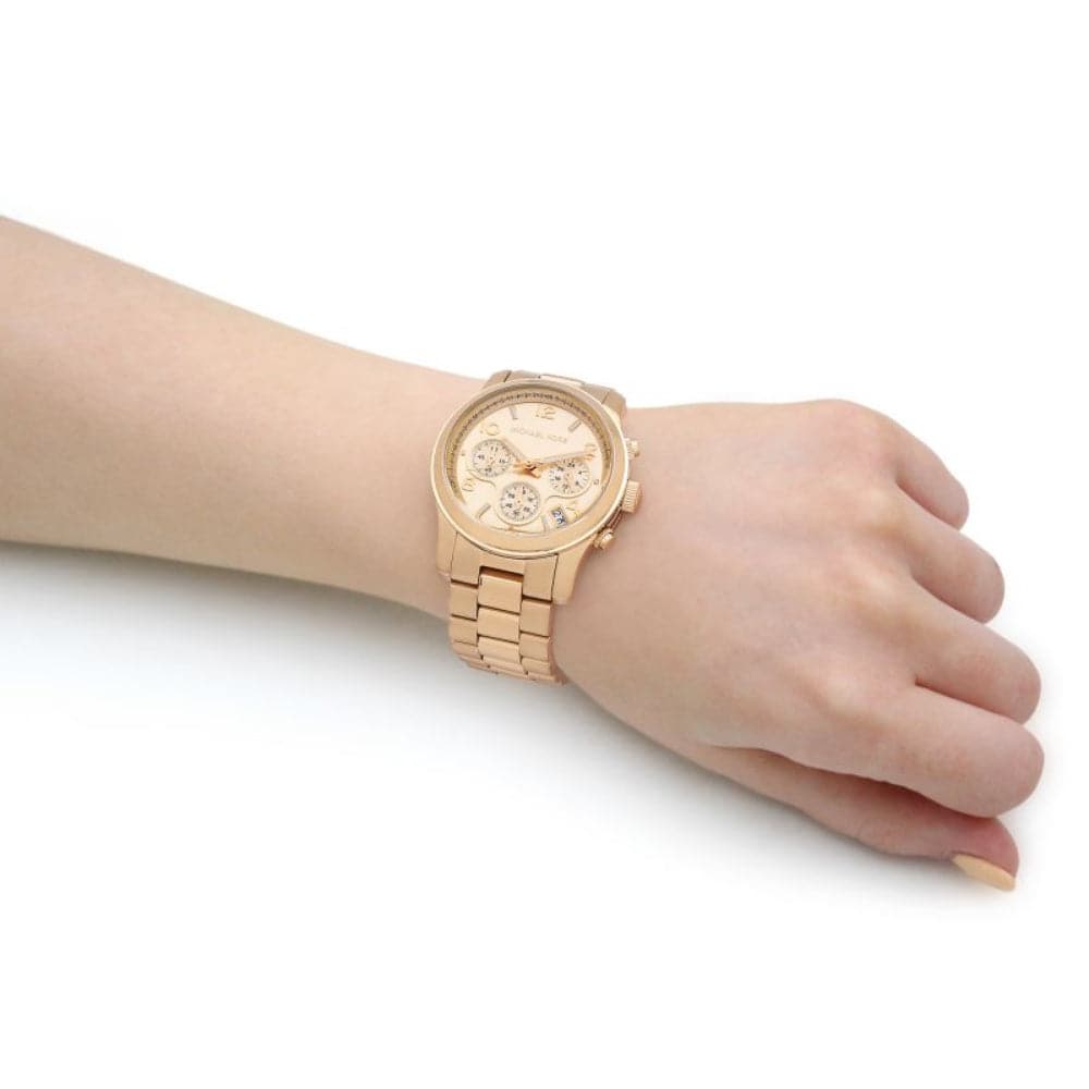 Michael Kors Chronograph Gold Stainless Steel Strap Women Watch MK7323 H2 Hub