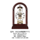 Mapple Leaf Arcadia Skeleton Mechanical Table Clock – Mahogany Brown Model 8023#