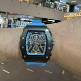 Megir Skeleton Dial Blue Silicone Strap Men Watch MN2218G-BKBE-1N2