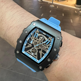 Megir Skeleton Dial Blue Silicone Strap Men Watch MN2218G-BKBE-1N2