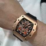 Megir Skeleton Dial Black Silicone Strap Men Watch MN2218GREBK-1NO