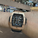 Megir Skeleton Dial Rose Gold Case Blue Silicone Strap Men Watch MN8109GREBE-2N0