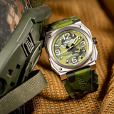 Infantry Revolution Green Silicone Strap Men Watch MOD47-FC-10-C