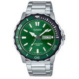 Casio General Green Dial Silver Stainless Steel Strap Men Watch MTD-125D-3AVDF