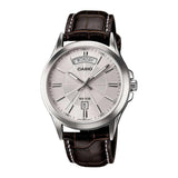 Casio General Analog Silver Dial Brown Leather Strap Men's Watch MTP-1381L-7AVDF-P
