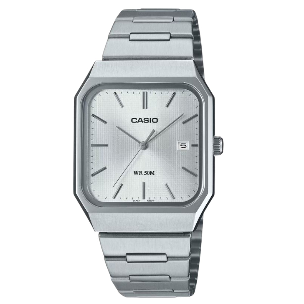 Casio General Silver Stainless Steel Strap Unisex Watch MTP-B185D With P Series