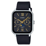 Casio General Analog Black Dial Moon Phase Black Leather Strap Men's Watch MTP-M305L-1A2VDF