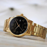 Casio General Black Dial Gold Stainless Steel Strap Unisex Watch MTP-V002G-1BUDF-P