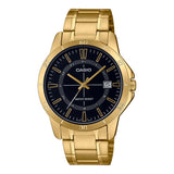 Casio General Black Dial Gold Stainless Steel Strap Unisex Watch MTP-V004G-1CVDF-P