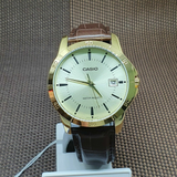CASIO ANALOG MTP-V004GL-9AUDF BROWN LEATHER MEN WATCH