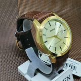 CASIO ANALOG MTP-V004GL-9AUDF BROWN LEATHER MEN WATCH
