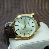 CASIO ANALOG MTP-V004GL-9AUDF BROWN LEATHER MEN WATCH