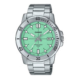 Casio General Light Green Dial Date Display Stainless Steel Men's Watch MTP-VD01D-3E1VUDF