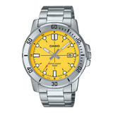 Casio General Yellow Dial Date Display Stainless Steel Men's Watch MTP-VD01D-9EVUDF