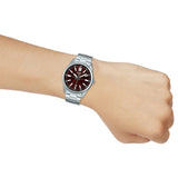 Casio General Red Dial Silver Stainless Steel Strap Men Watch MTP-VD02D-5EUDF-P