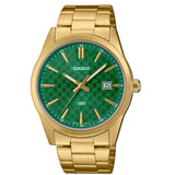 Casio General Green Dial Gold Stainless Steel Strap Men Watch MTP-VD03G-3AUDF