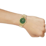 Casio General Green Dial Gold Stainless Steel Strap Men Watch MTP-VD03G-3AUDF-P