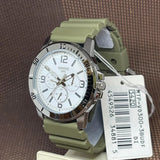 Casio Standard Chronograph White Dial Green Resin Strap Men Watch MTP-VD300-3BUDF