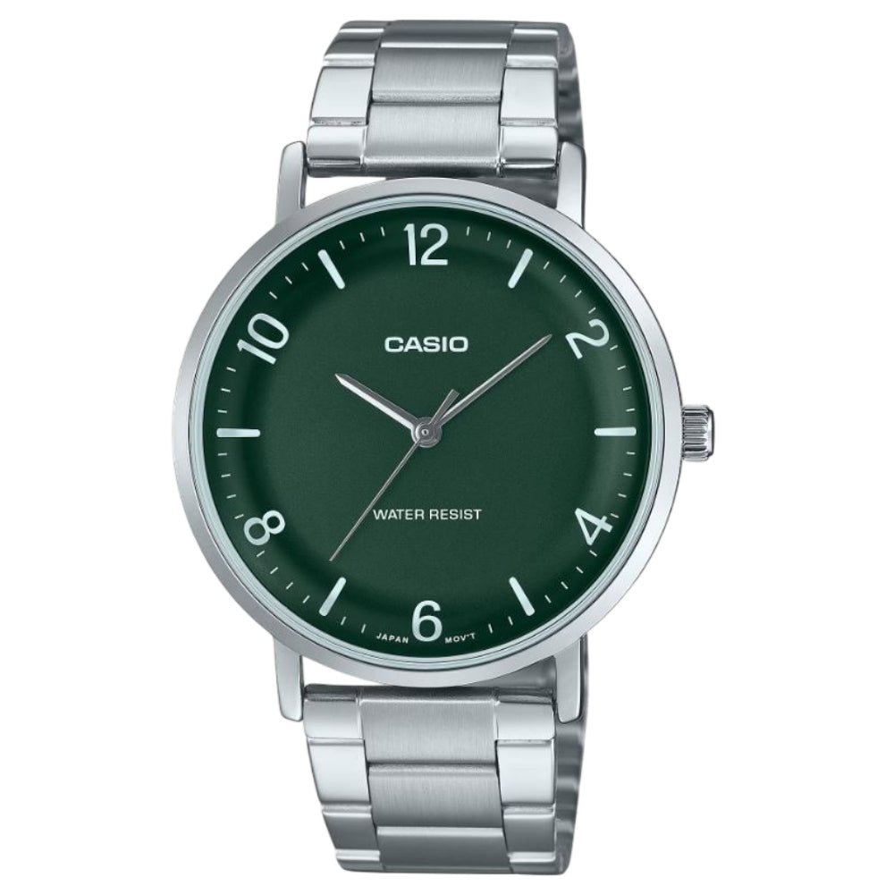 Casio Standard Silver Stainless Steel Strap Unisex Watch MTP-VT03D Series