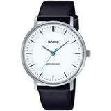 Casio General White Dial Black Leather Strap Men's Watch MTP-VT04L-7EDF-P