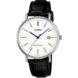Casio General Black Leather Strap Men's Watch MTP-VT05L With P Series