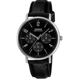 Casio General Chronograph Black Leather Strap Men's Watch MTP-VT06L-1BUDF-P