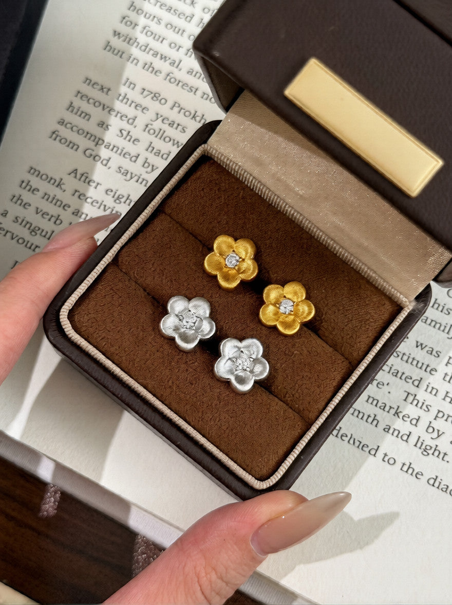 AG Collective Jewelry – Golden Petal Bloom Stud Earrings (Gold & Silver)