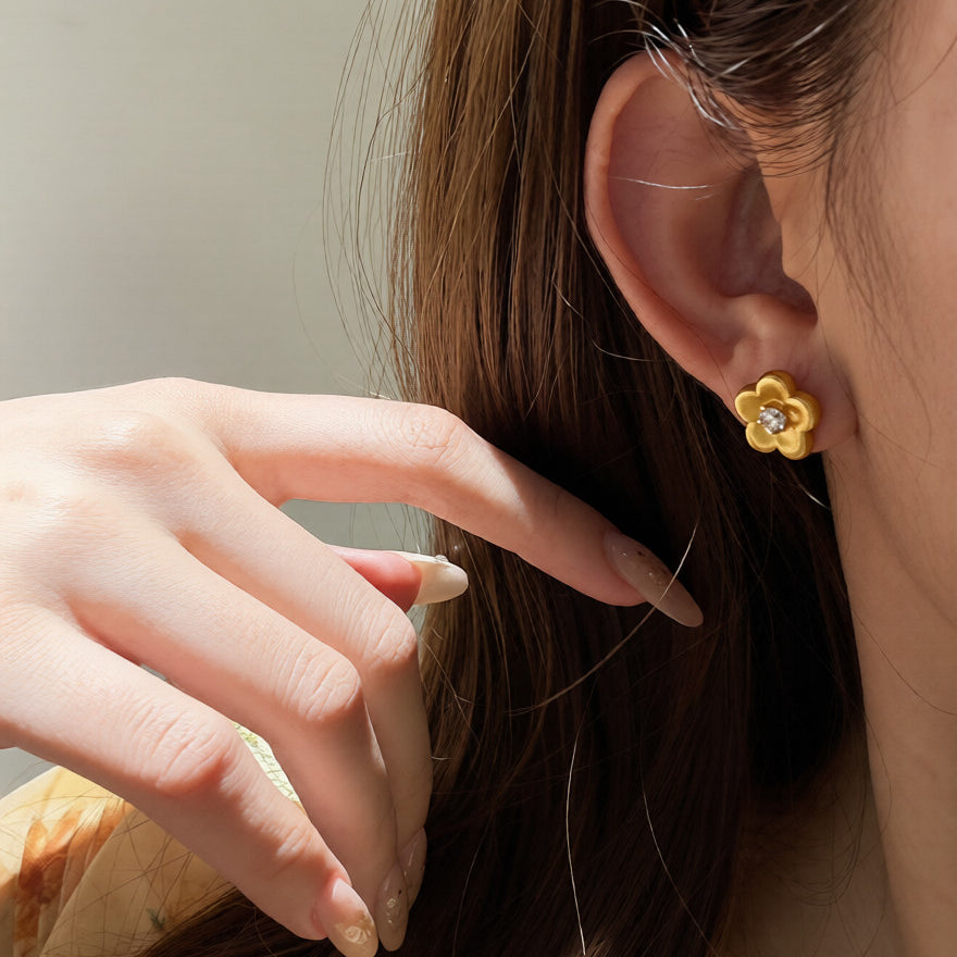 AG Collective Jewelry – Golden Petal Bloom Stud Earrings (Gold & Silver)